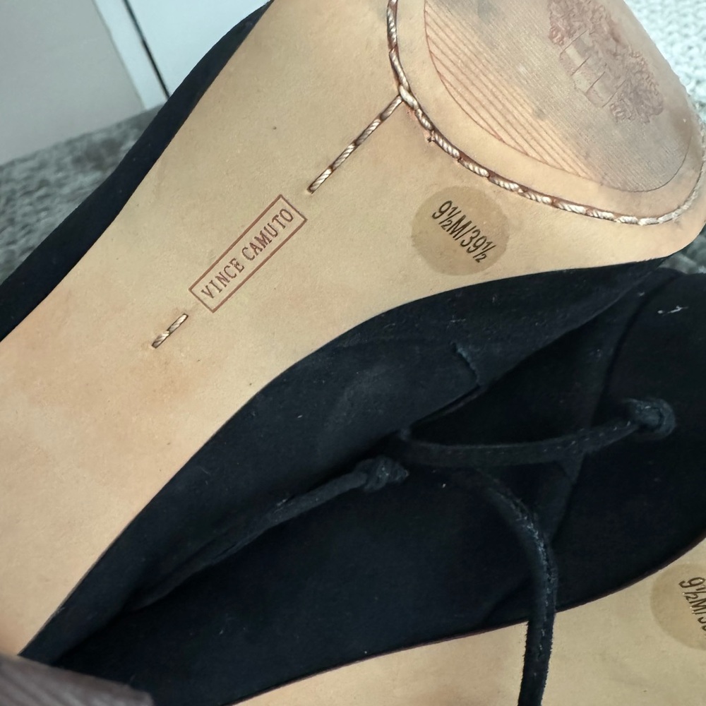 Vince Camuto Black Suede Lace-Up Heels - Picture 6 of 9